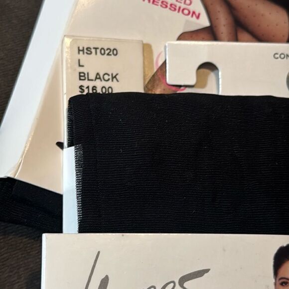 Hanes Perfect Tights ControlTop Graduated Compression Black Dot Size L x2 Pairs - Picture 3 of 4